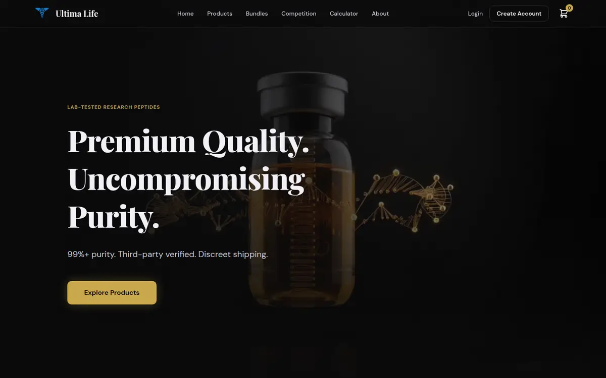 Ultima Labs (now Ultima Life) homepage at desktop width