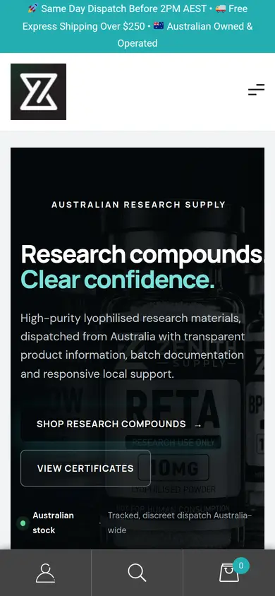 Zenith Supply AU (formerly Zenith Supply Group) homepage at phone width